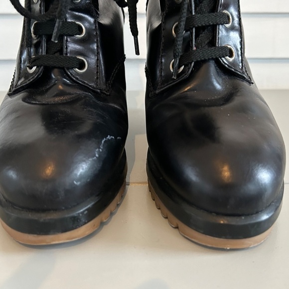 Marc Jacobs Runway Black Leather Lace Up Wedge Boots Sz 40 - Picture 6 of 12